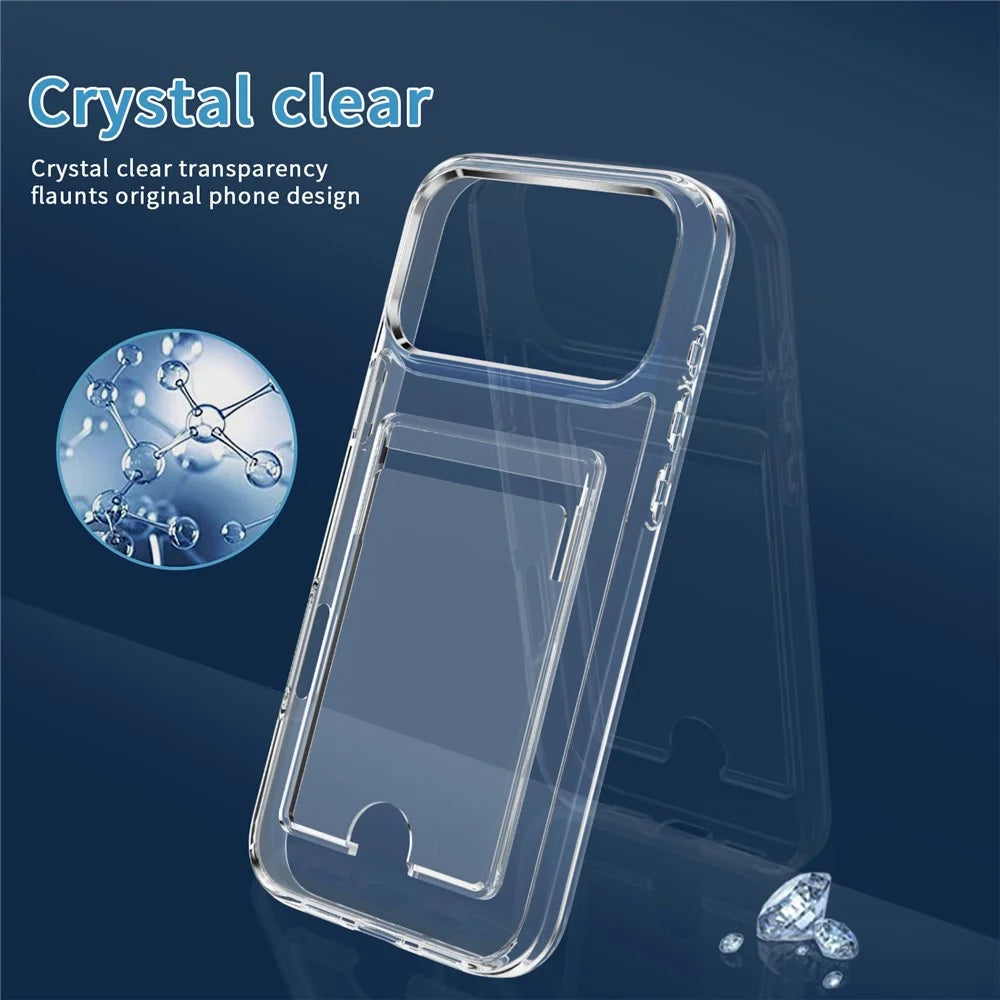 For iPhone 18 Pro Max / 17 Pro Max Clear Case TPU + PC + Acrylic Cell Phone Case with Card Holder - 4