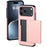 For iPhone 17 Pro Case with Card Holder TPU + PC Phone Back Cover - Rose Gold - 2