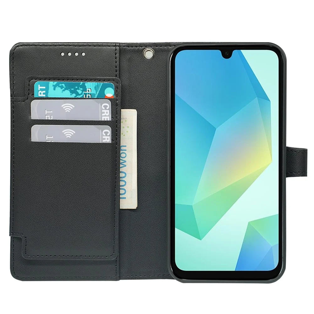 For Samsung Galaxy A36 5G Case with 9 Card Slots Checkered Pattern PU Leather Phone Cover - Black - 2