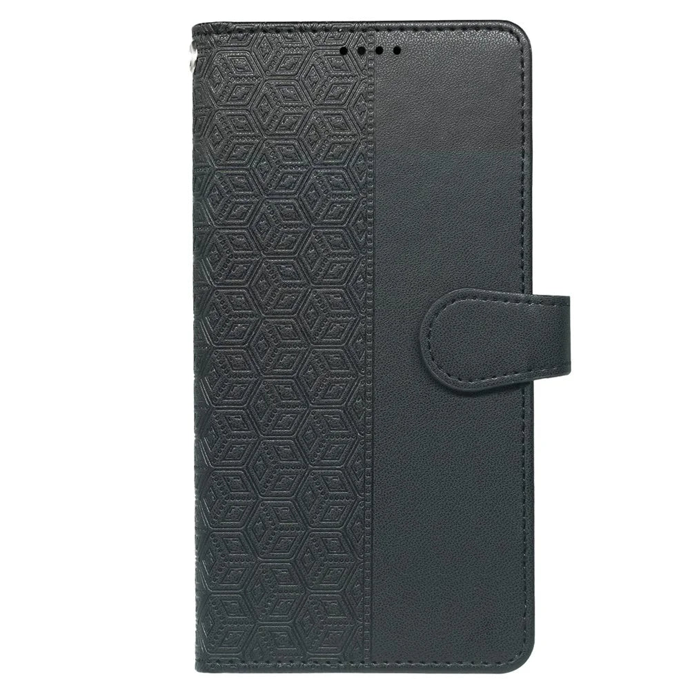 For Samsung Galaxy S25 Case with 9 Card Slots Checkered Pattern PU Leather Phone Cover - Black - 6