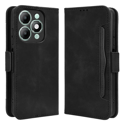 For itel A90 4G Leather Case Phone Wallet Cover with Multiple Card Slots - Black - 1