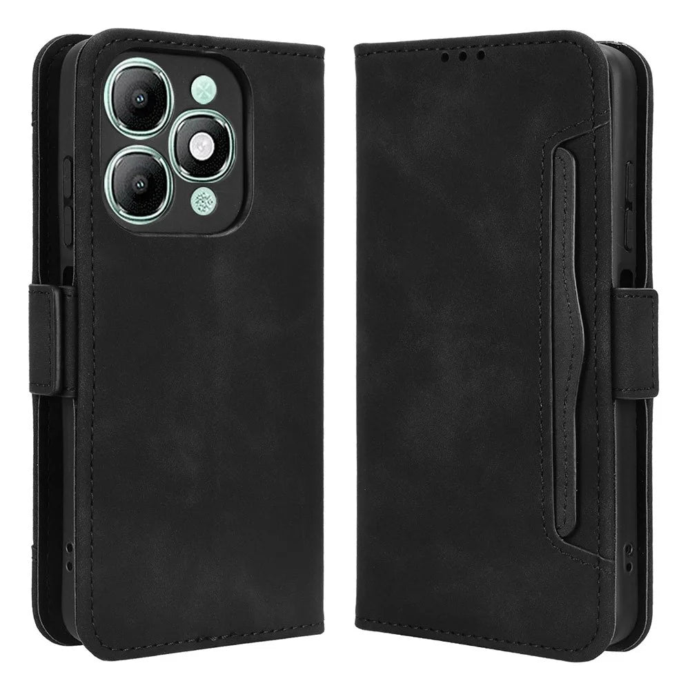 For itel A90 4G Leather Case Phone Wallet Cover with Multiple Card Slots - Black - 1