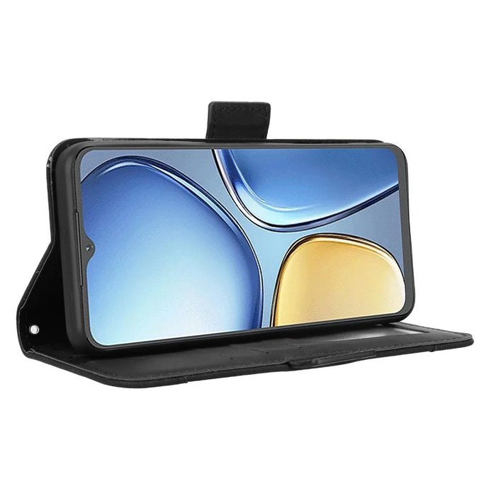 For itel A90 4G Leather Case Phone Wallet Cover with Multiple Card Slots - Black - 4