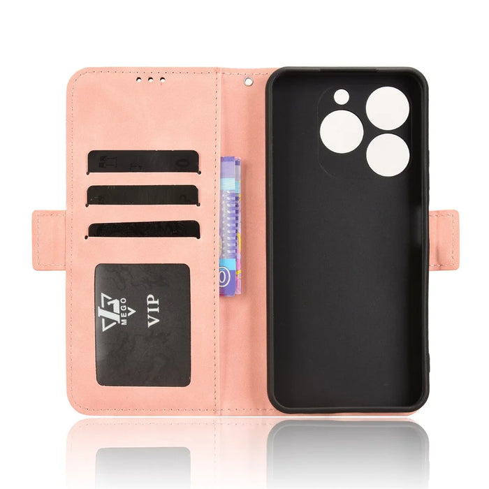 For itel Zeno 10 4G Leather Case Phone Wallet Cover with Multiple Card Slots - Pink - 5