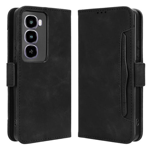 For itel City 100 4G Leather Case Phone Wallet Cover with Multiple Card Slots - Black - 1