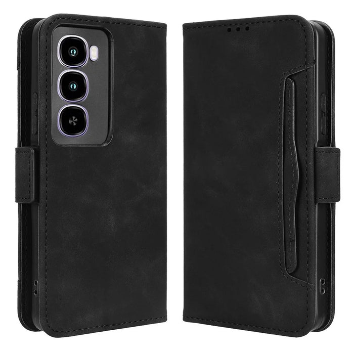 For itel City 100 4G Leather Case Phone Wallet Cover with Multiple Card Slots - Black - 1