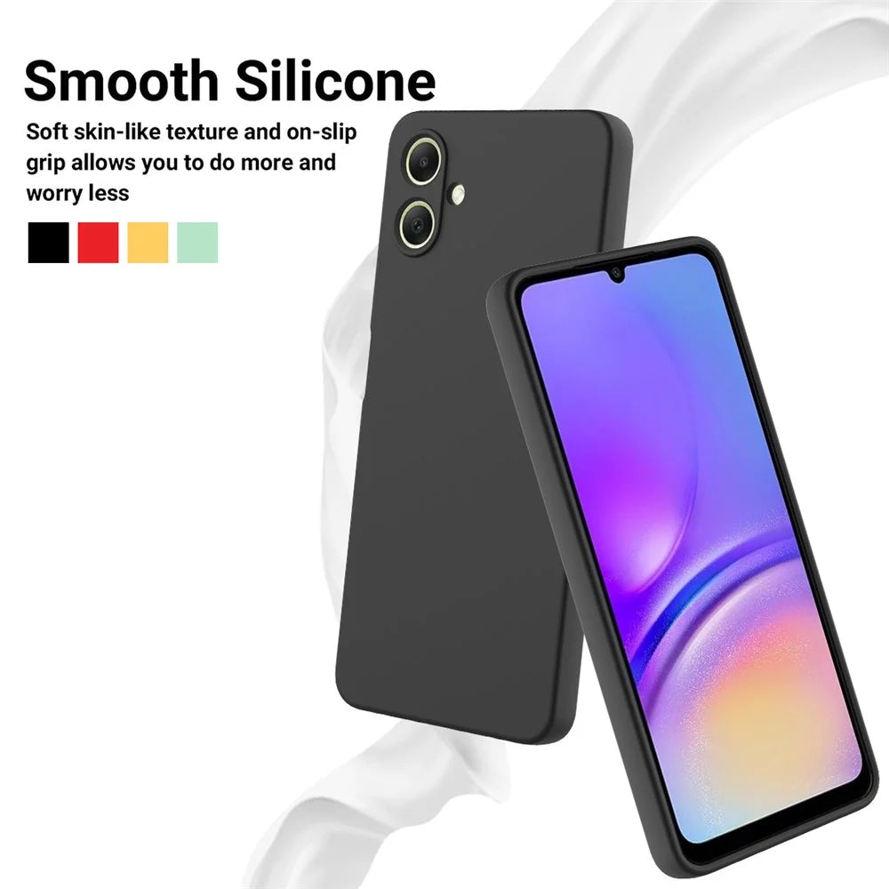 For Samsung Galaxy A08 4G / A08 5G / F07 4G / M17e 5G / M07 4G / A07 5G / A07 4G Liquid Silicone Case Phone Back Cover with Hand Strap - Black - 3