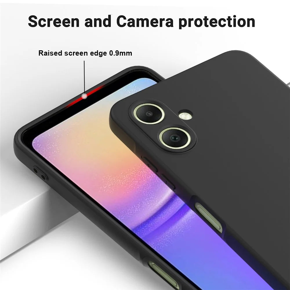 For Samsung Galaxy A08 4G / A08 5G / F07 4G / M17e 5G / M07 4G / A07 5G / A07 4G Liquid Silicone Case Phone Back Cover with Hand Strap - Black - 4
