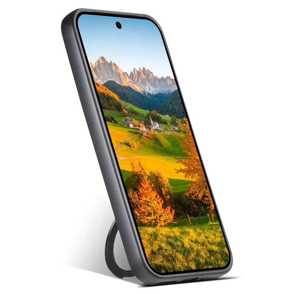 SUTENI G3 For Google Pixel 10 / 10 Pro Magnetic Case Rotating Ring Kickstand Jeans Texture PU TPU Phone Back Cover - Brown - 4