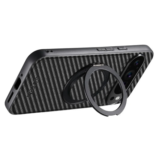 SUTENI G3 For Google Pixel 10 Pro XL Magnetic Case Rotating Kickstand Carbon Fiber Texture Leather Phone Back Cover - 2