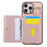 For iPhone 16 Pro Case Kickstand Rhombus Leather + TPU Phone Cover with Shoulder Strap - Pink - 2