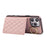 For iPhone 16 Pro Case Kickstand Rhombus Leather + TPU Phone Cover with Shoulder Strap - Pink - 4