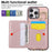 For iPhone 16 Pro Case Kickstand Rhombus Leather + TPU Phone Cover with Shoulder Strap - Pink - 7