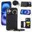 For iPhone 16 Case Kickstand Rhombus Leather + TPU Phone Cover with Shoulder Strap - Black - 1