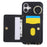 For iPhone 16 Case Kickstand Rhombus Leather + TPU Phone Cover with Shoulder Strap - Black - 2