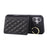 For iPhone 16 Case Kickstand Rhombus Leather + TPU Phone Cover with Shoulder Strap - Black - 3