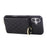 For iPhone 16 Case Kickstand Rhombus Leather + TPU Phone Cover with Shoulder Strap - Black - 4