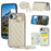 For iPhone 17e / 16e Case Kickstand Rhombus Leather + TPU Phone Cover with Shoulder Strap - Beige - 1