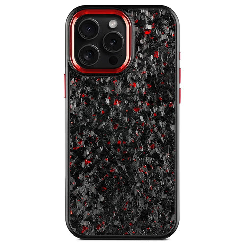 For iPhone 16 Pro Magnetic Case Forged Texture Aramid Fiber + TPU Phone Cover with Metal Lens Frame - Red Lens Frame + Red - 1