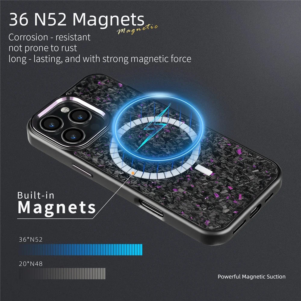 For iPhone 16 Pro Magnetic Case Forged Texture Aramid Fiber + TPU Phone Cover with Metal Lens Frame - Red Lens Frame + Red - 3