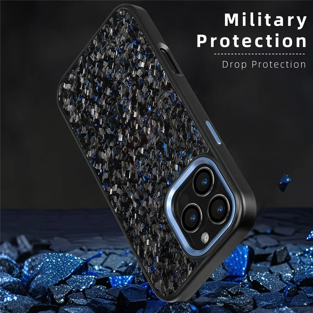 For iPhone 16 Pro Magnetic Case Forged Texture Aramid Fiber + TPU Phone Cover with Metal Lens Frame - Red Lens Frame + Red - 4