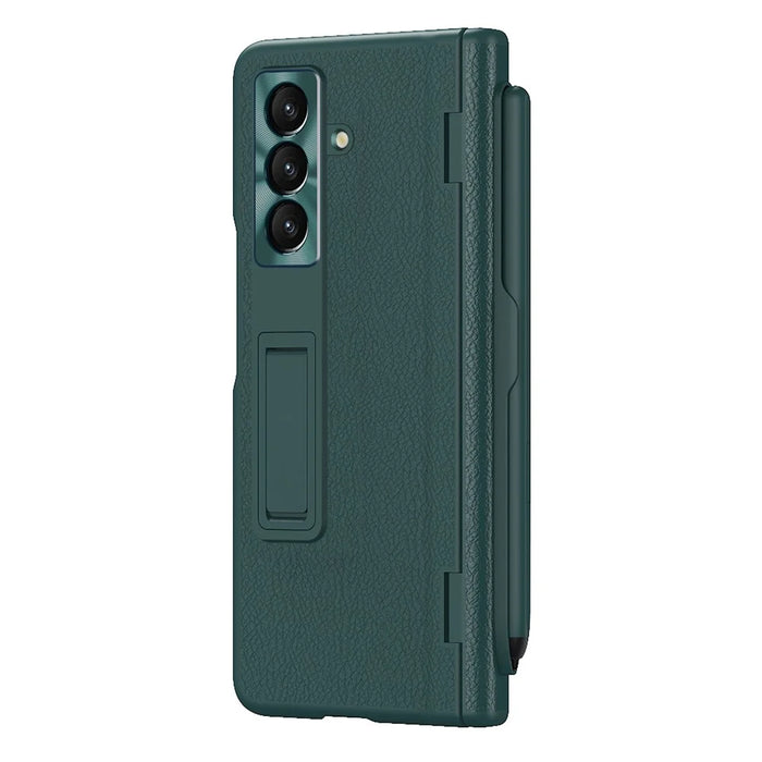 For Samsung Galaxy Z Fold7 5G Case Kickstand PC + PU Leather Folding Phone Cover with Screen Protector and Stylus - Green - 2