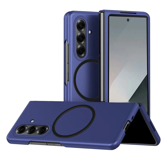 For Samsung Galaxy Z Fold7 5G Magnetic Case Skin-Touch Matte Hard PC Phone Cover - Sapphire - 1