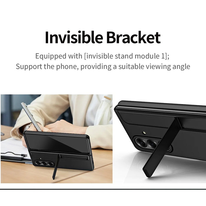 For Samsung Galaxy Z Fold7 5G Case Kickstand Hard PC Slim Phone Cover with Stylus - Black - 7