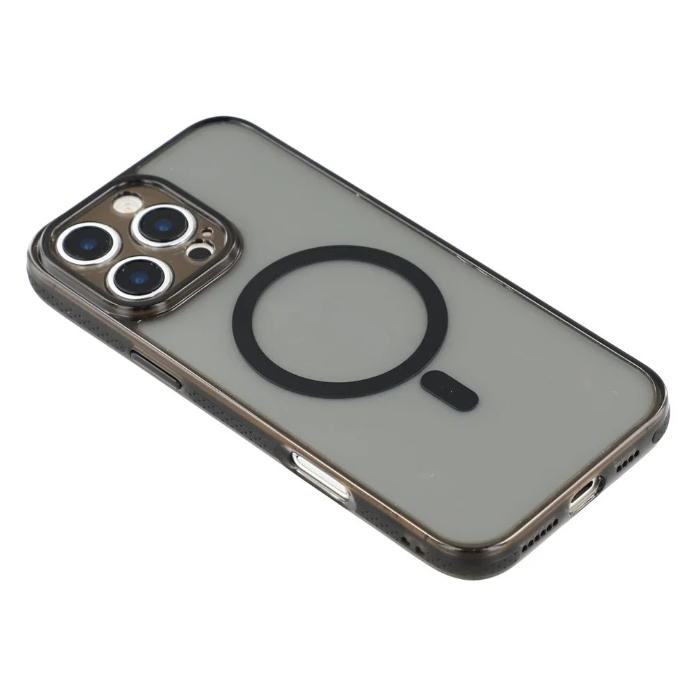 X-LEVEL For iPhone 16 Pro Magnetic Case PC TPU Translucent Phone Back Cover - Transparent Black - 4