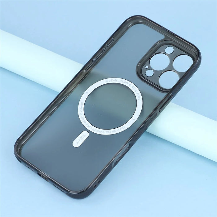 X-LEVEL For iPhone 16 Pro Magnetic Case PC TPU Translucent Phone Back Cover - Transparent Black - 6