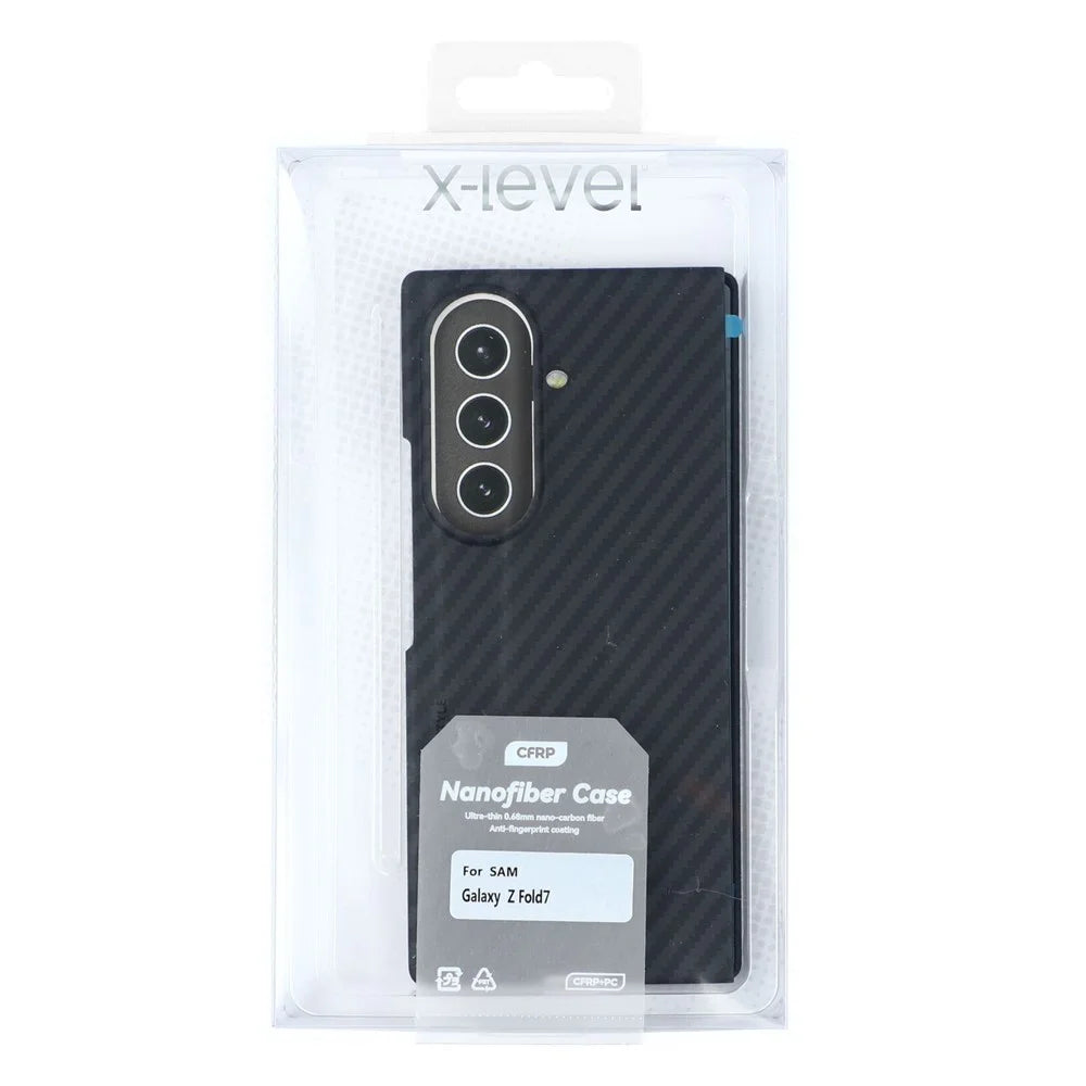 X-LEVEL For Samsung Galaxy Z Fold7 5G Case Carbon Fiber Texture Hard PC Phone Cover Anti Shock - 5