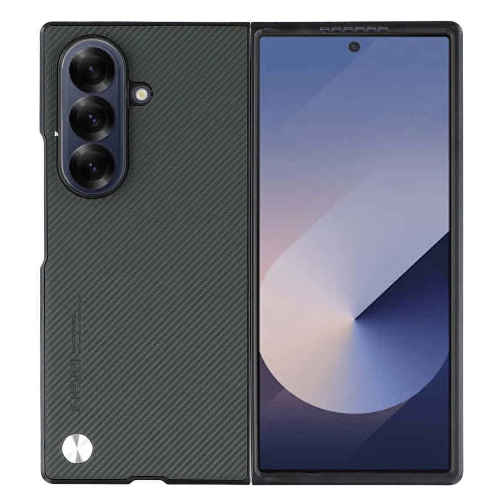 X-LEVEL For Samsung Galaxy Z Fold7 5G Case Carbon Fiber Texture PU Leather + PC Phone Cover - Green - 1