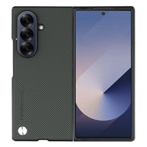 X-LEVEL For Samsung Galaxy Z Fold7 5G Case Carbon Fiber Texture PU Leather + PC Phone Cover - Green - 1