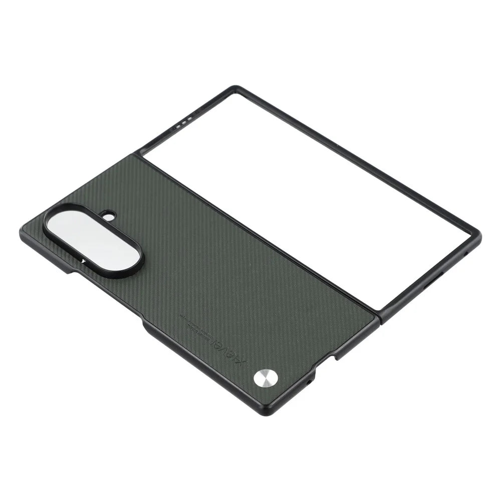 X-LEVEL For Samsung Galaxy Z Fold7 5G Case Carbon Fiber Texture PU Leather + PC Phone Cover - Green - 3