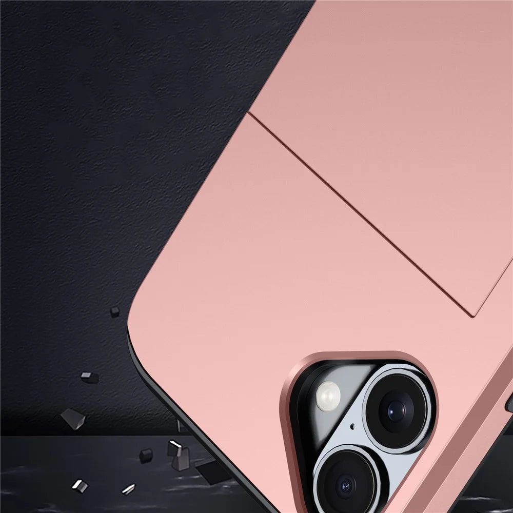 For iPhone 17 Case with Card Holder TPU + PC Phone Back Cover - Rose Gold - 7