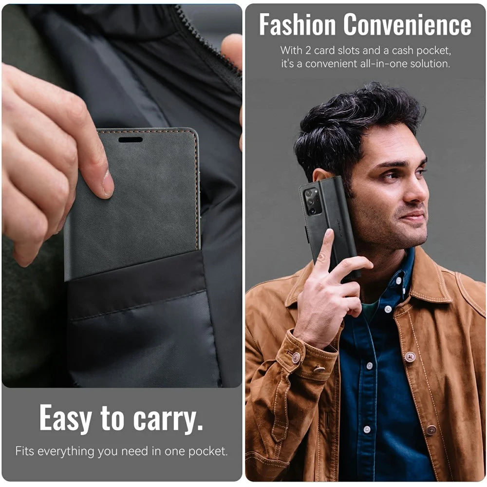 CASEME 033 Series For Samsung Galaxy Note20 Ultra 5G  /  Note20 Ultra Case RFID Blocking Wallet Stand Calf Texture Leather Phone Cover - Black - 7