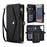 For Samsung Galaxy S25 Ultra Wallet Case Magnetic Detachable PU Leather Phone Cover with 2 Straps - Black - 1