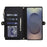 For Samsung Galaxy S25 Ultra Wallet Case Magnetic Detachable PU Leather Phone Cover with 2 Straps - Black - 2