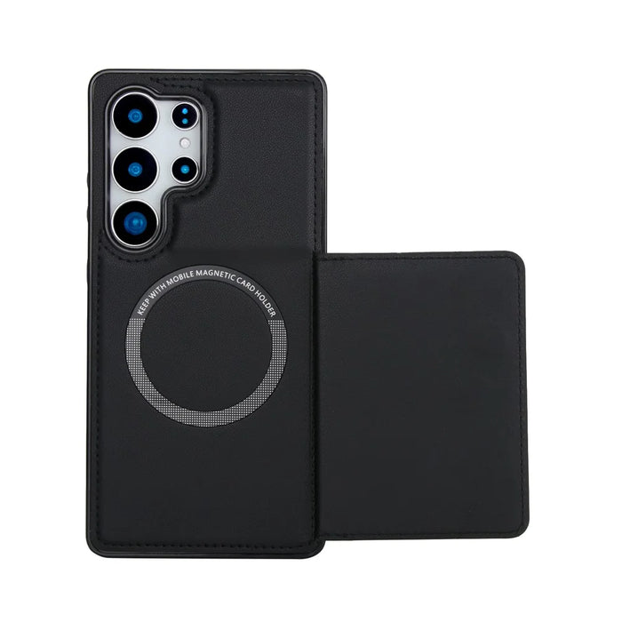 For Samsung Galaxy S25 Ultra Wallet Case Magnetic Detachable PU Leather Phone Cover with 2 Straps - Black - 4