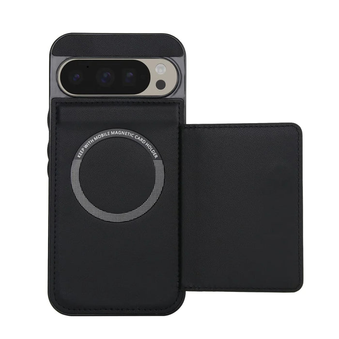 For Google Pixel 9 Pro XL Wallet Case Magnetic Detachable PU Leather Phone Cover with 2 Straps - Black - 4