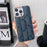 For iPhone 14 Pro Max Anti-dust Nano Electroplating Mahjong Texture Cell Phone Back Cover Genuine Cowhide Leather+PC+TPU Phone Case - Blue - 2