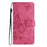 For iPhone 17 Case Butterfly Design Flip Wallet Leather Phone Cover Skin-Touch - Rose - 7
