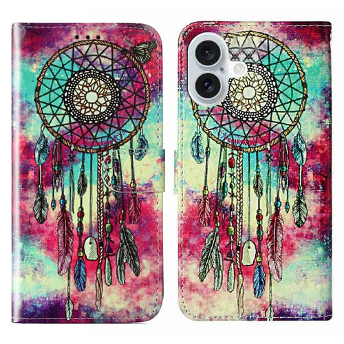 For iPhone 17 Stand Case Marble Painted Folio Flip Leather Wallet Phone Cover - Dream Catcher - 1