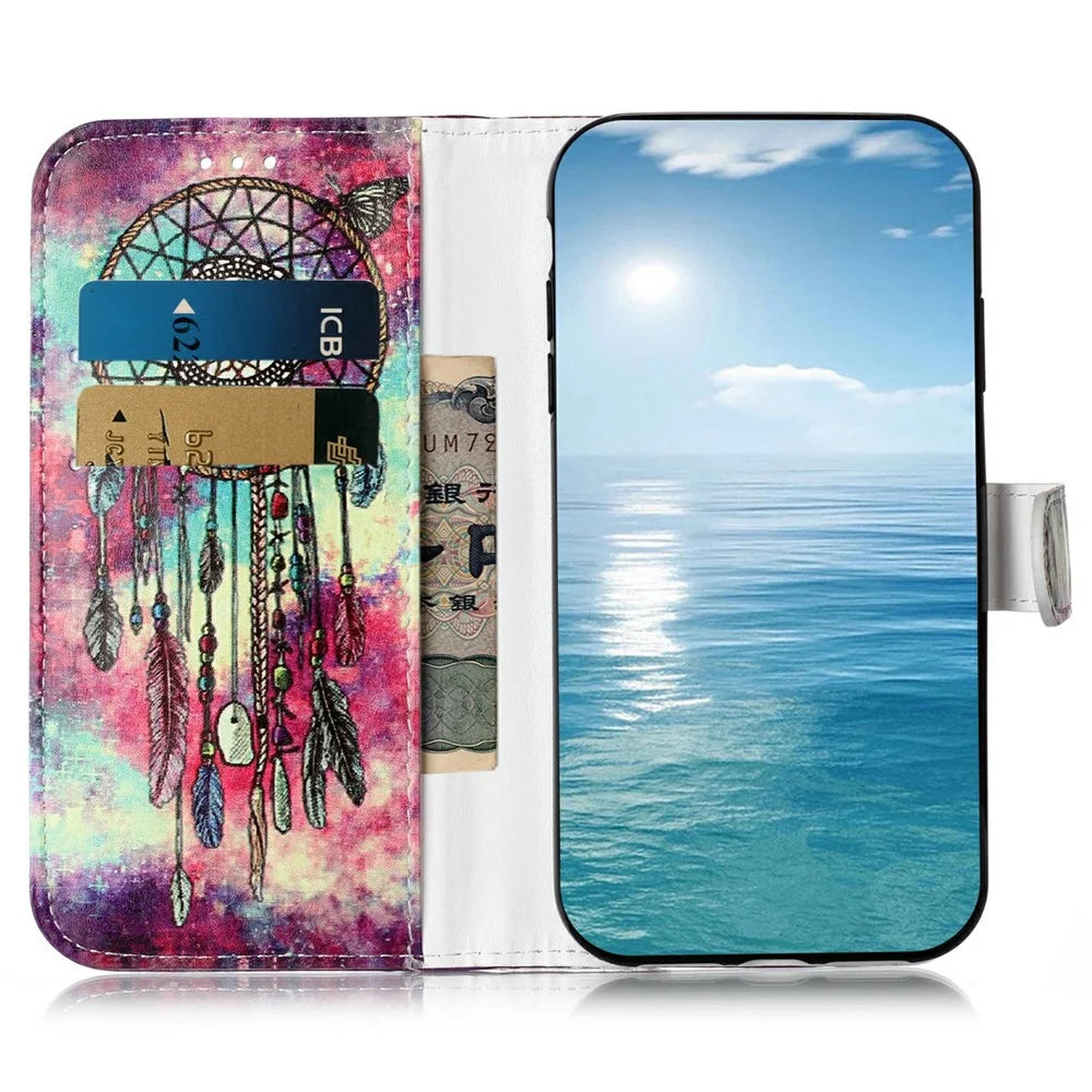 For iPhone 17 Stand Case Marble Painted Folio Flip Leather Wallet Phone Cover - Dream Catcher - 2