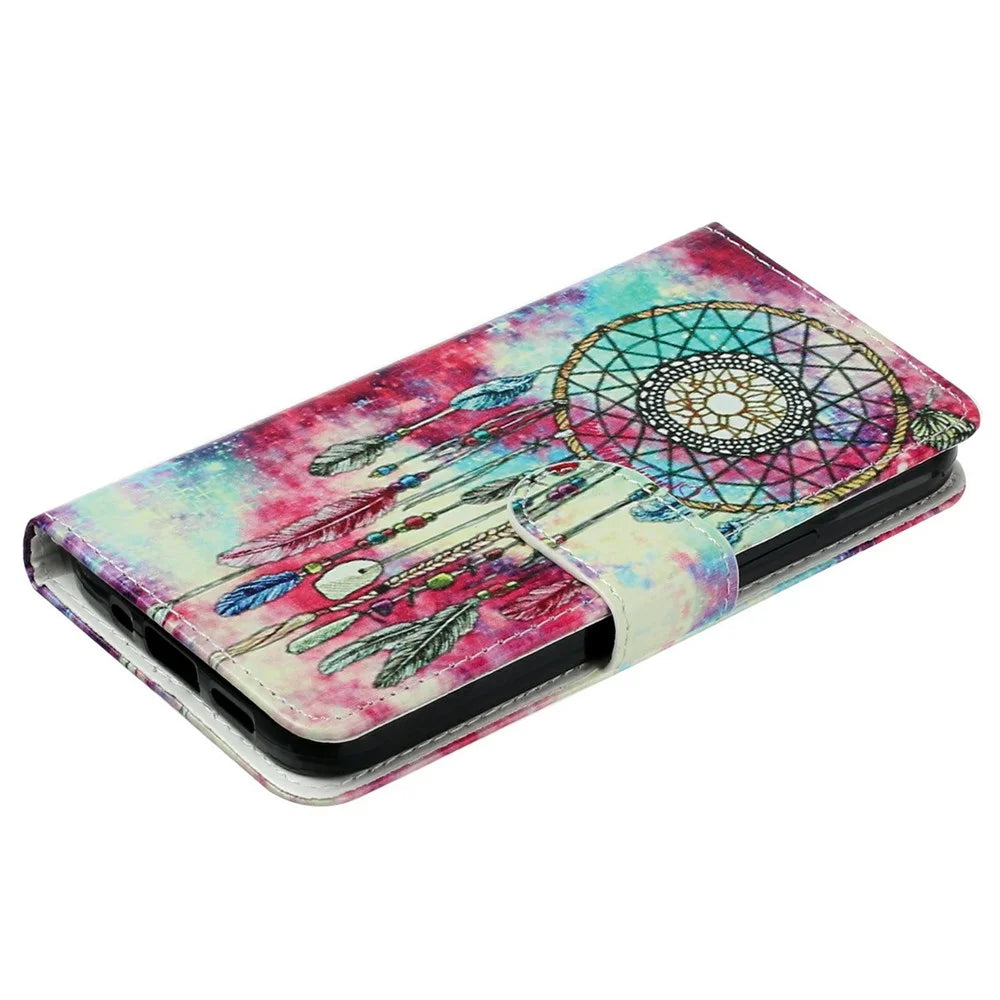 For iPhone 17 Stand Case Marble Painted Folio Flip Leather Wallet Phone Cover - Dream Catcher - 4