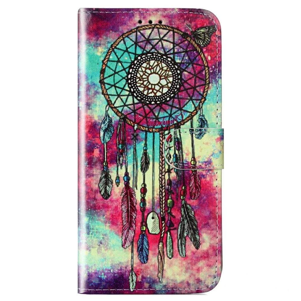 For iPhone 17 Stand Case Marble Painted Folio Flip Leather Wallet Phone Cover - Dream Catcher - 5