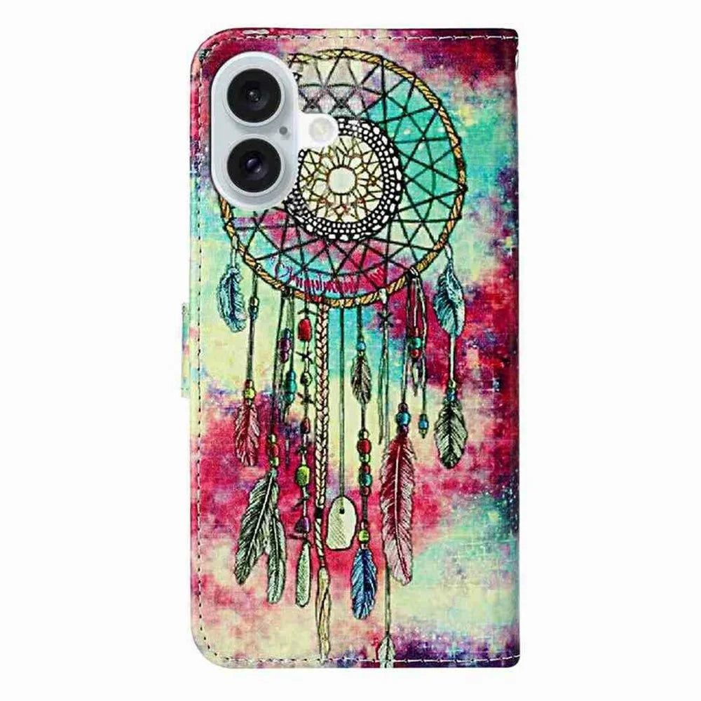 For iPhone 17 Stand Case Marble Painted Folio Flip Leather Wallet Phone Cover - Dream Catcher - 6