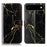 For iPhone Air Stand Case Marble Painted Folio Flip Leather Wallet Phone Cover - Black Gold Marble - 1