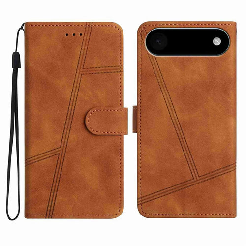 For iPhone Air Case Flip Leather Retro Phone Cover Lines Imprinted - Brown - 1