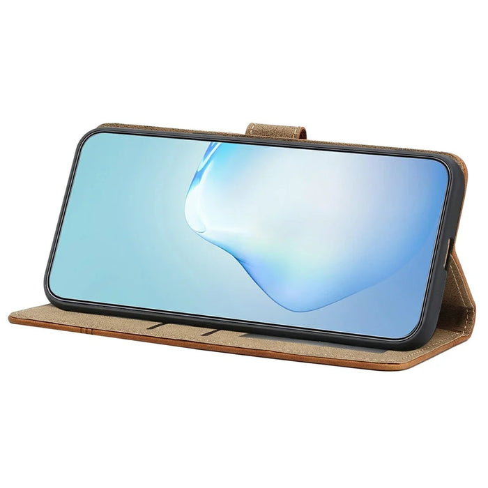 For iPhone Air Case Flip Leather Retro Phone Cover Lines Imprinted - Brown - 2